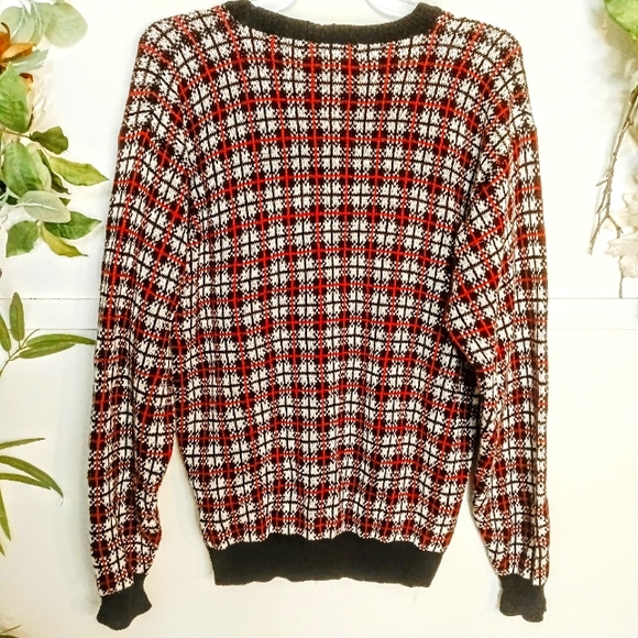 Vintage :: Preppy Plaid Oversized Womens Baxter Wells Sweater Cardigan Size S - Picture 2 of 4